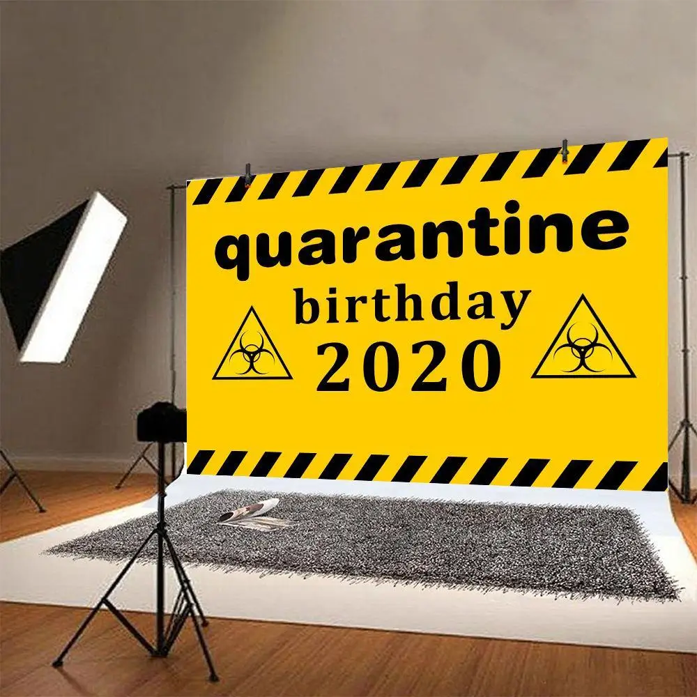 

Black Yellow Theme Quarantine Party Backdrops For Photo Studio Kids Adult Birthday Party Photography Backgrounds Custom