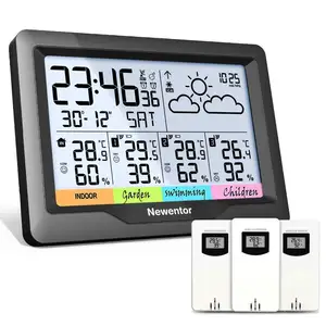 newentor q5 weather station with 3 sensors indoor outdoor digital weather station wireless forecast sensor hygrometer humidity free global shipping