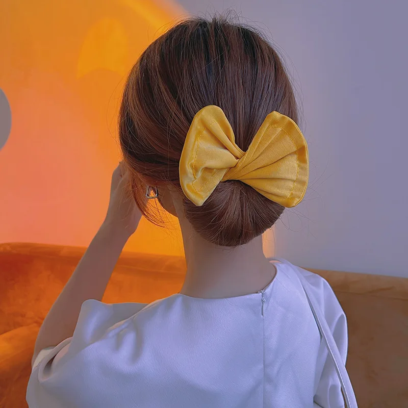 

Women Summer Yellow Knotted Deft Bun Hair Bands Rope Headband Hairpin Braider Makers Fabric Hair Bands Hair Braiding Tool
