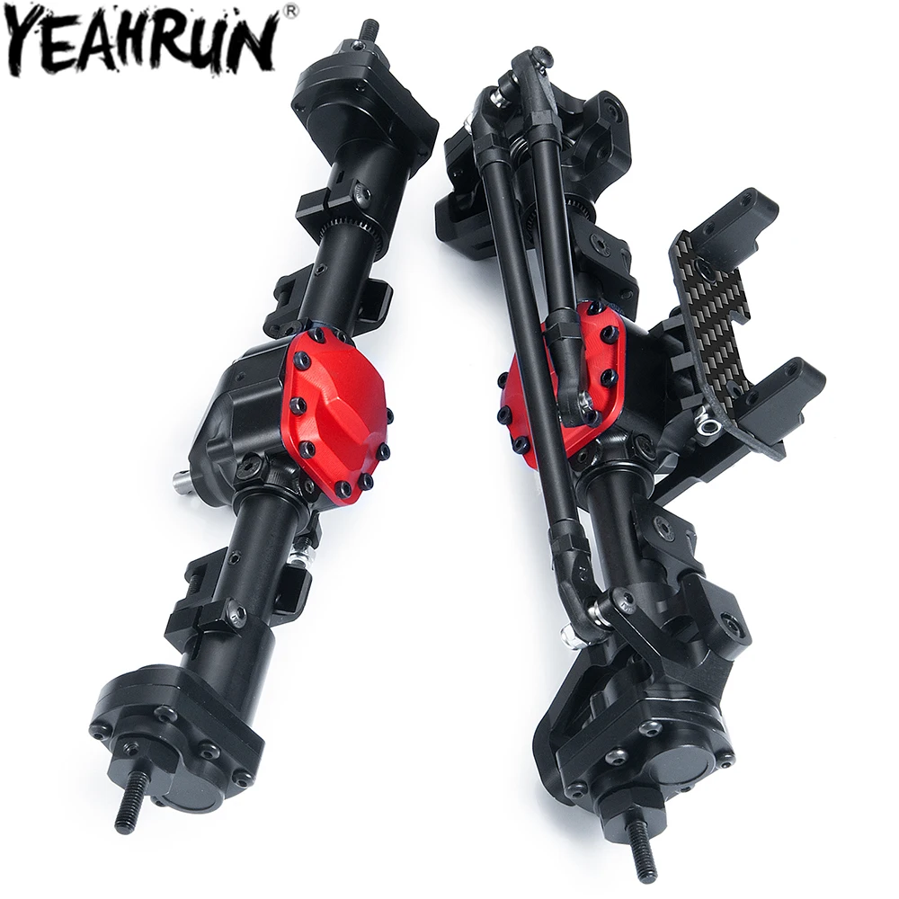 YEAHRUN Aluminum Alloy Complete Front and Rear Axle for 1/10 RC Crawler Truck Axial SCX10 II 90046 90047 Portal Axle