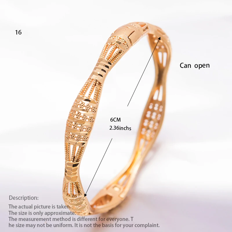 24K Dubai Bracelets Bangles women Girl Gold Bangle Flower Wedding Copper Bride Bijoux Femme | Украшения и аксессуары