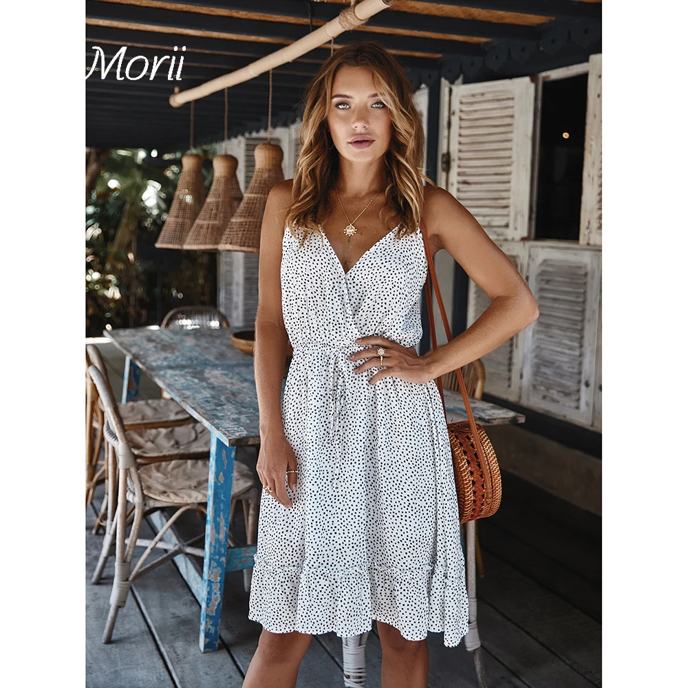 

Женское платье-миди без рукавов, с V-образным вырезом и открытой спиной