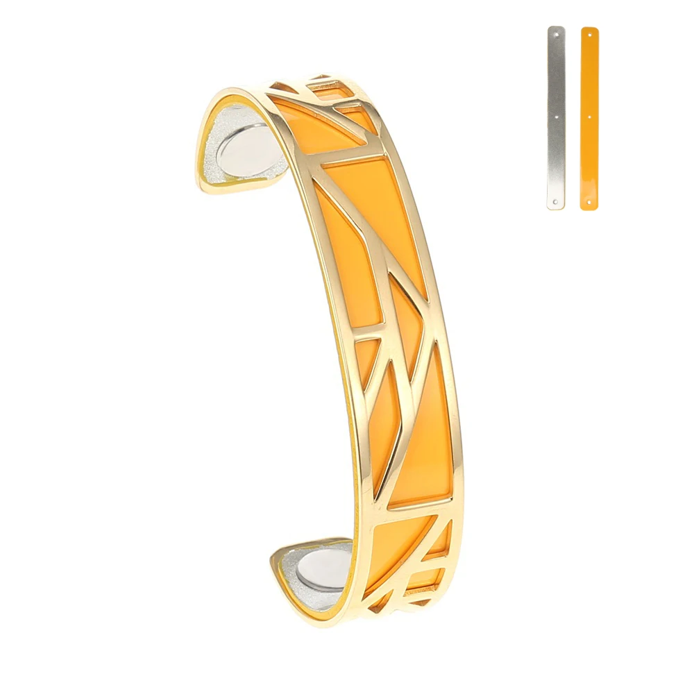 Yellow and silver Кремо манжеты браслеты для женщин Жоржет нержавеющая сталь сменные Cuir полые Кожаный Браслет Bijoux Femme золотой цвет - Окраска металла: Yellow and silver