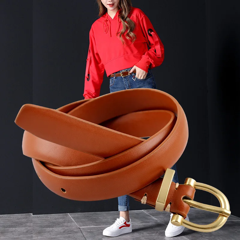 

Ladies Belt Women's Smooth Thin PU Leather Belts Fashion Casual Student Jeans Dress Skirt Waistband Cowgirl Trouser for Female