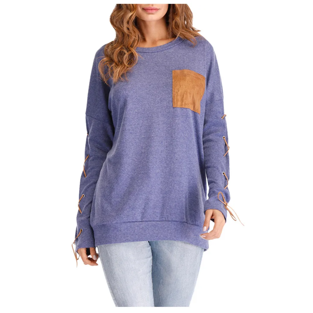 Осенняя женская спортивная одежда с круглым вырезом длинным рукавом