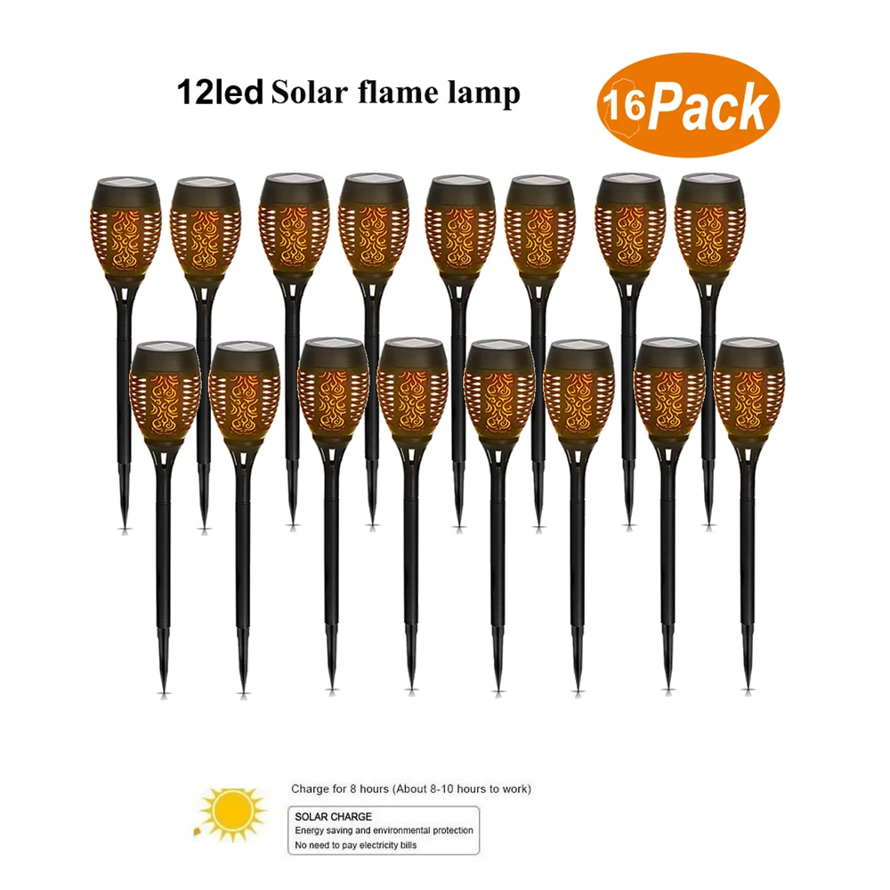 

16 шт. водонепроницаемый мерцающий пламя, фонарь, лампа, наружное ландшафтное украшение, сад, газон, свет Zonlicht
