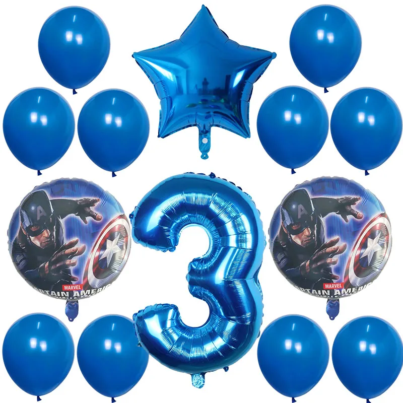 

14pcs/lot Captain America Foil Balloons 30 inch Number balloon Birthday Party Decoration Super Hero Kids Toys Baby Shower Ballon
