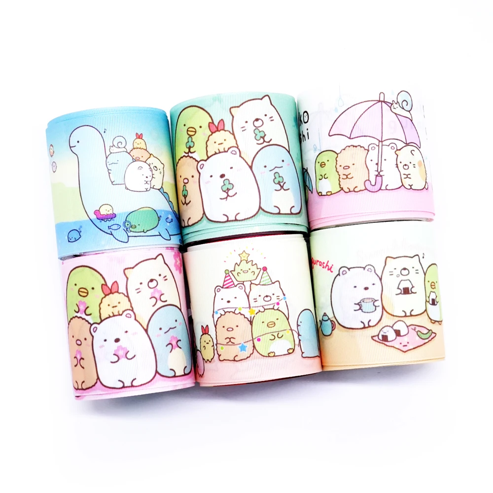 DIY ремесленные принадлежности мультяшный персонаж Печать grosgrain лента атласная 50