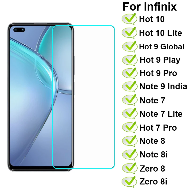 

Закаленное стекло для Infinix Hot 10 Lite 9 Global Play Pro Note 7 Lite 8i, Защита экрана для Infinix Zero 8 8i X687B, стеклянная крышка