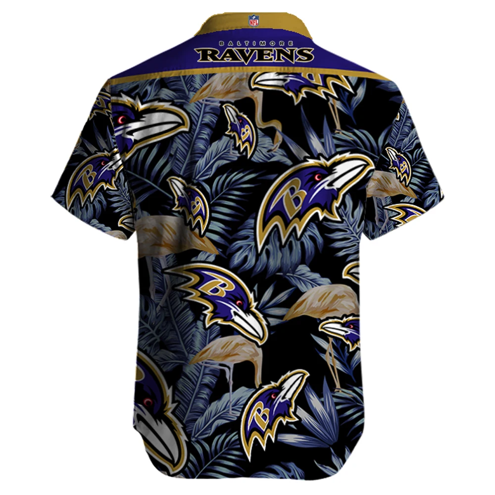 

Summer Casual Men Short Sleeve Baltimore Usa Size Stand Collar Loose 3d Printing Ravens Hawaiian Shirt Quick Dry Beach Clothing
