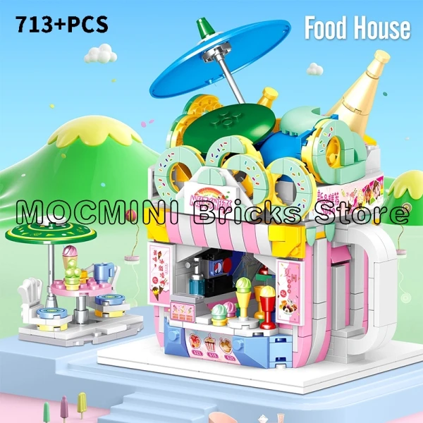 Конструктор креативный уличный вид дом для еды суши горячий горшок Ресторан Кафе