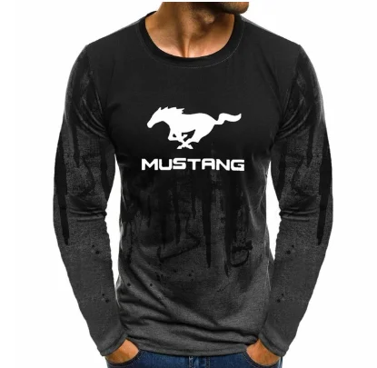 

NEW Autumn Long-Sleeve T shirt Men Gradient Color for Ford Mustang Print Fitness Tee Shirt Top Casual Hiphop Streetwear T-shirt5