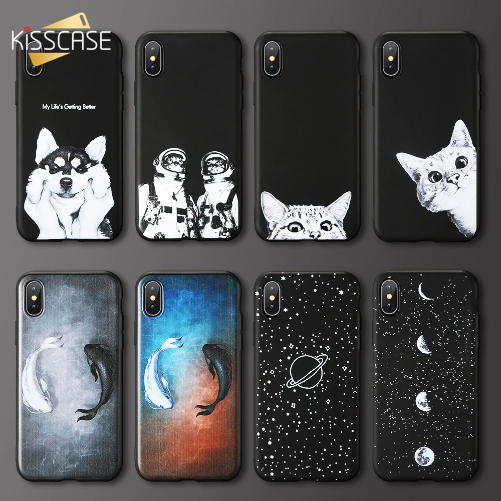 Мягкий чехол KISSCASE для iPhone X XS MAX 11 Pro максимальный Star Night Cat Чехлы 6 6S 7 8 plus 5 5S SE XR Coque