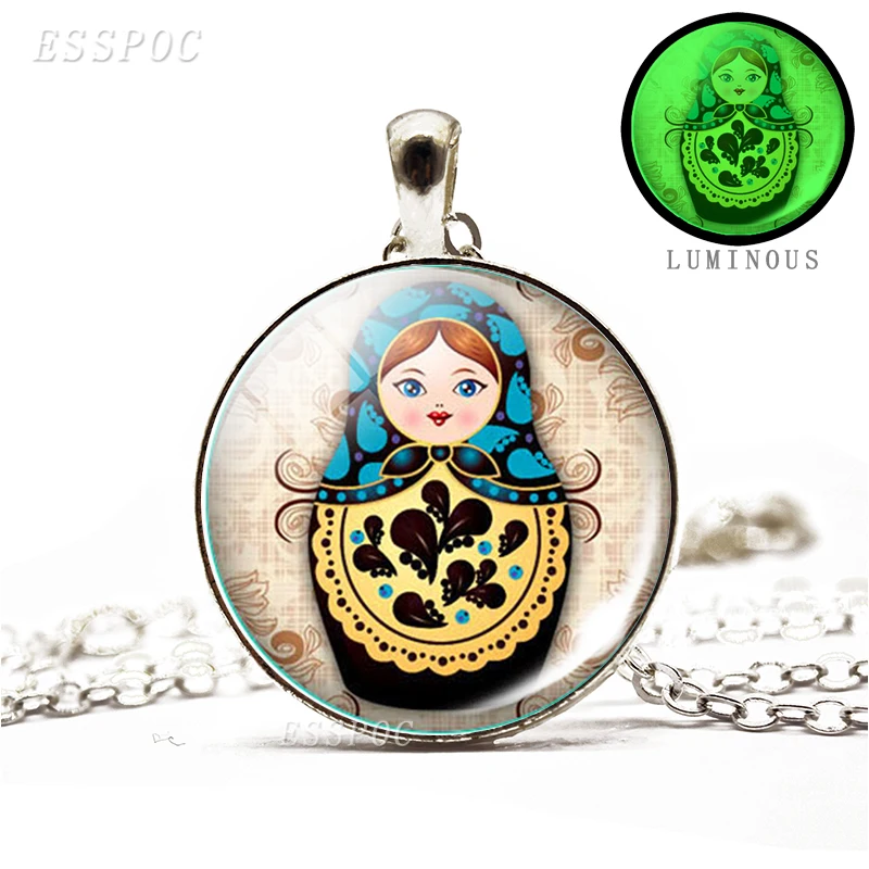 Ожерелье с подвеской в этническом стиле светящаяся темноте кукла русского