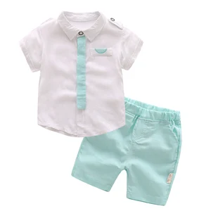 Baby Boys Clothing Set for Summer Children Short Sleeves White and Green Suit Boy 2 Piece Set Infant in Pakistan