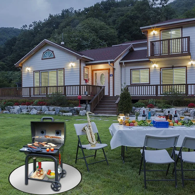 

30 Inch Fire Pit Mat Round BBQ Protector Pad For Ground Fireproof Grill Mat Outdoor Foldable Heatproof Water Resistant