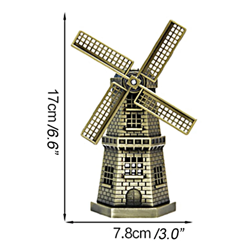 

Vintage Metal Dutch Windmill Model Ornaments Creative Retro Dutch Windmill Figurines Desk Crafts Home Decoration Birthday Gifts