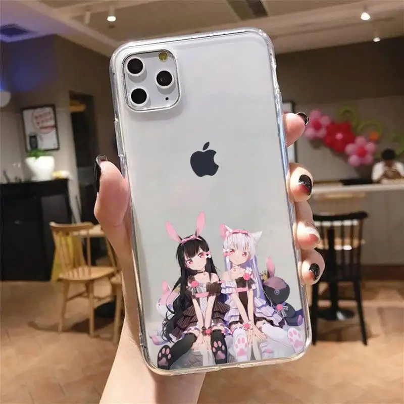 

Cute cat girl sweetheart Phone Case Transparent for iPhone 6 7 8 11 12 s mini pro X XS XR MAX Plus cover funda shell