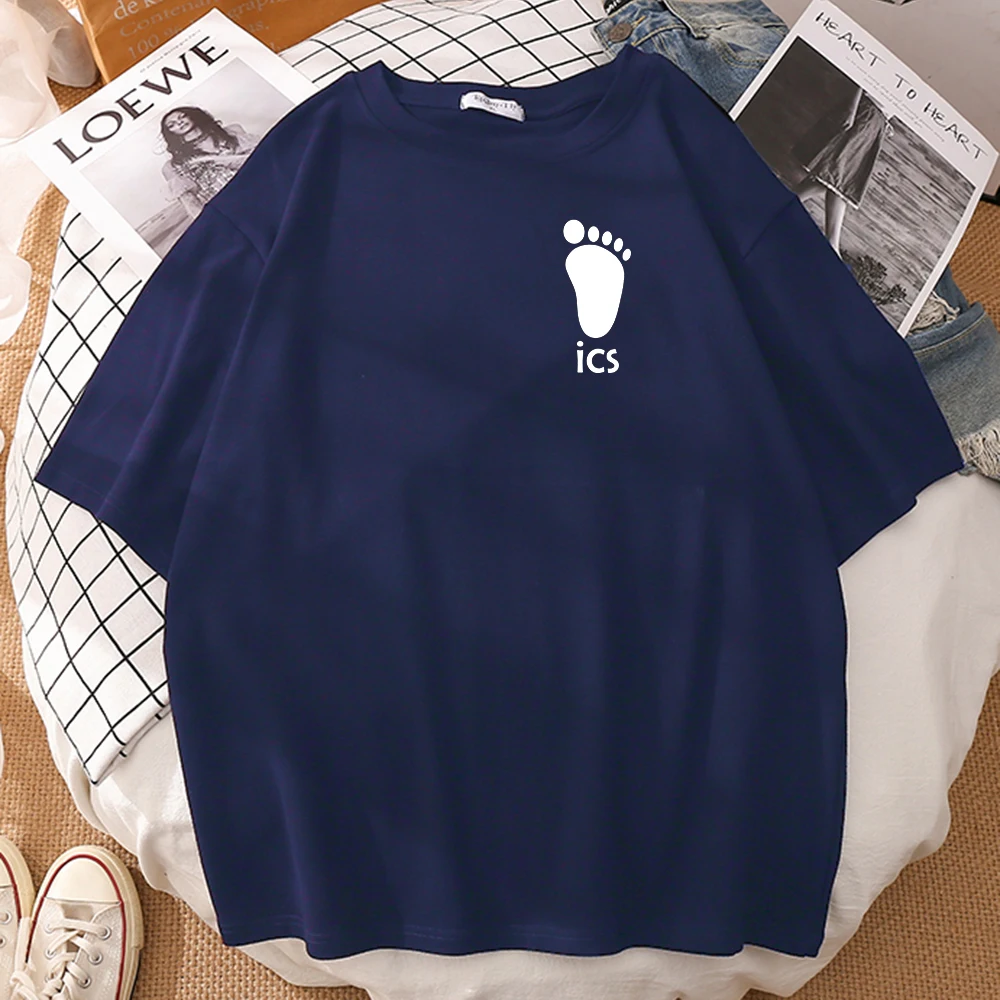 

White Footboard Ics Printing Male Tshirt Big Size Short Sleeve Tee Shirt 2021 Summer Loose Clothes Manga Style T-Shirts Mans