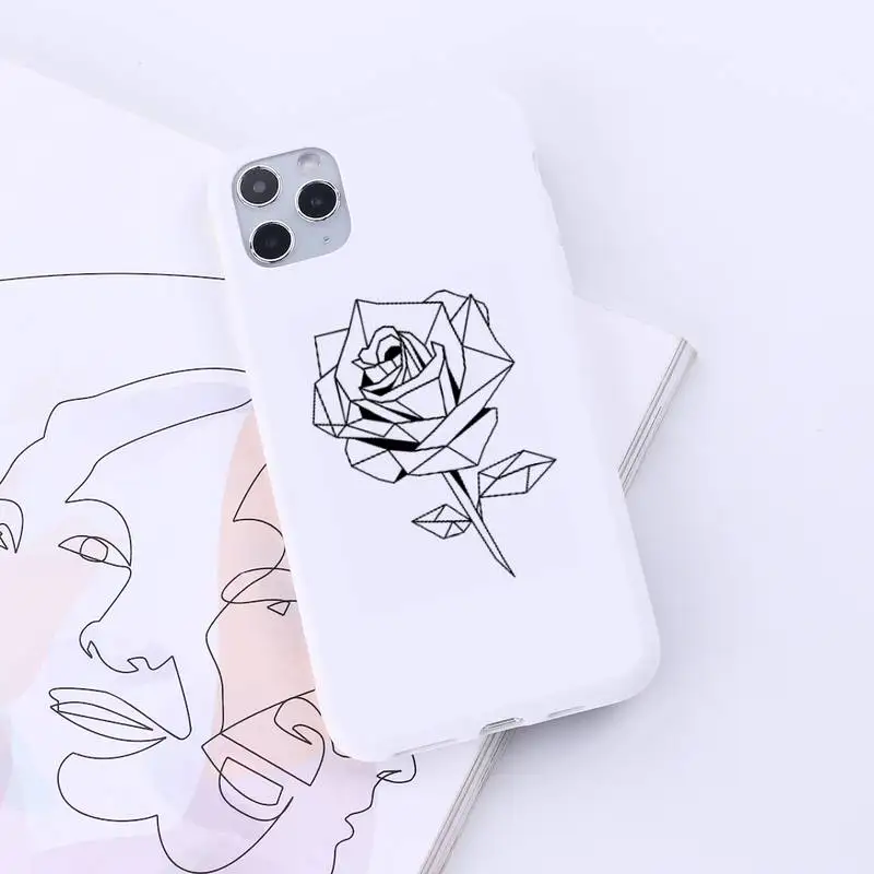 

Flower Abstract Art Line Love yourself Phone Case Candy Color for iPhone 6 7 8 11 12 s mini pro X XS XR MAX Plus