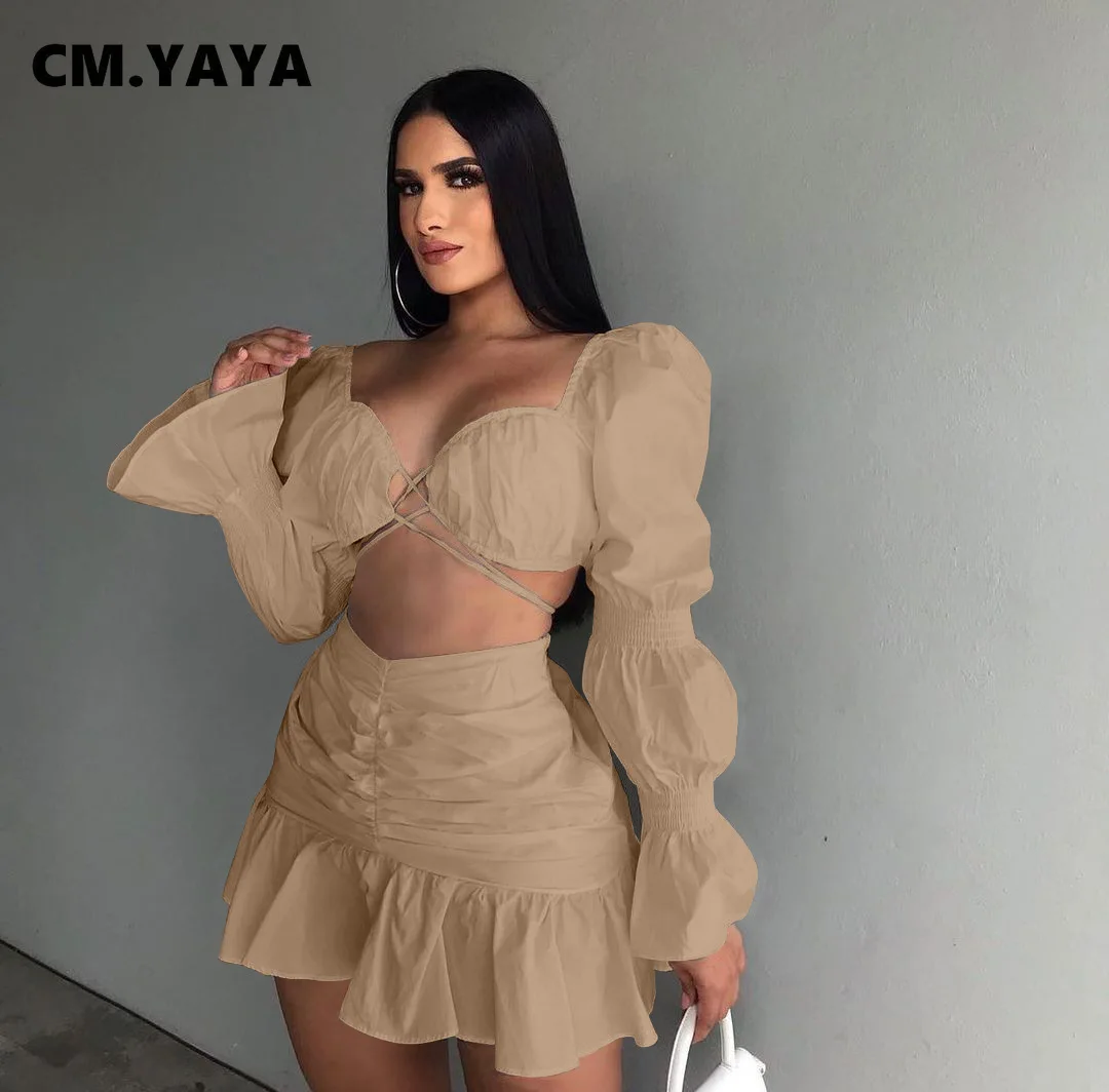 Женский комплект из 2 предметов CM.YAYA элегантный укороченный топ с
