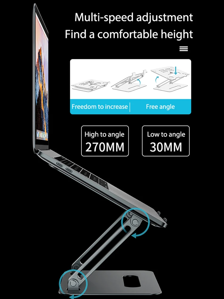 

Laptop Riser Stand Adjustable Height Aluminum Alloy Foldable Double Layer Holder suitble Computer cooling Notebook Computers