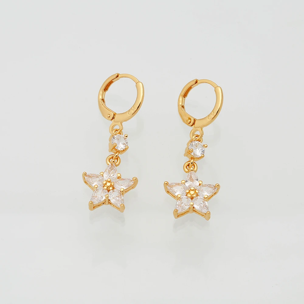 Mchic Fashion Cubic Zirconia Stars Earrings Romantic Charm Copper Gold Dangle for Women Party Girl aros de moda 2019 | Украшения и