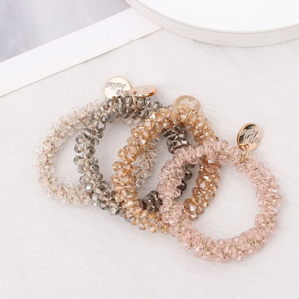 

Резинка для волос с разноцветными бусинами для женщин, эластичная заколка для конского хвоста, аксессуар на голову