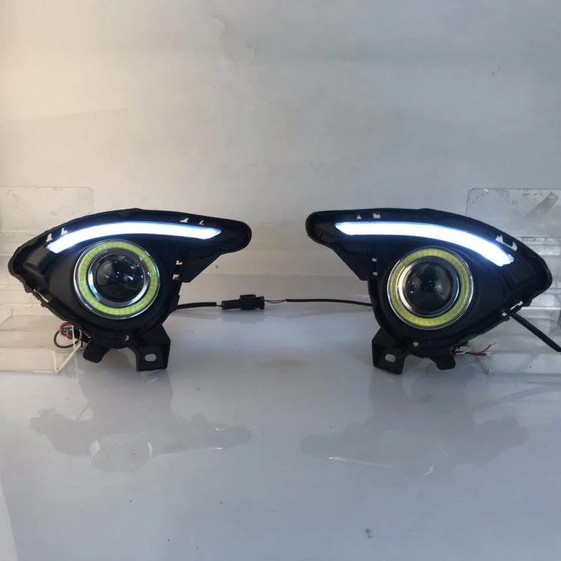 Eosuns Cob ангельские глазки + светодиодная дневная подсветка Drl противотуманная фара