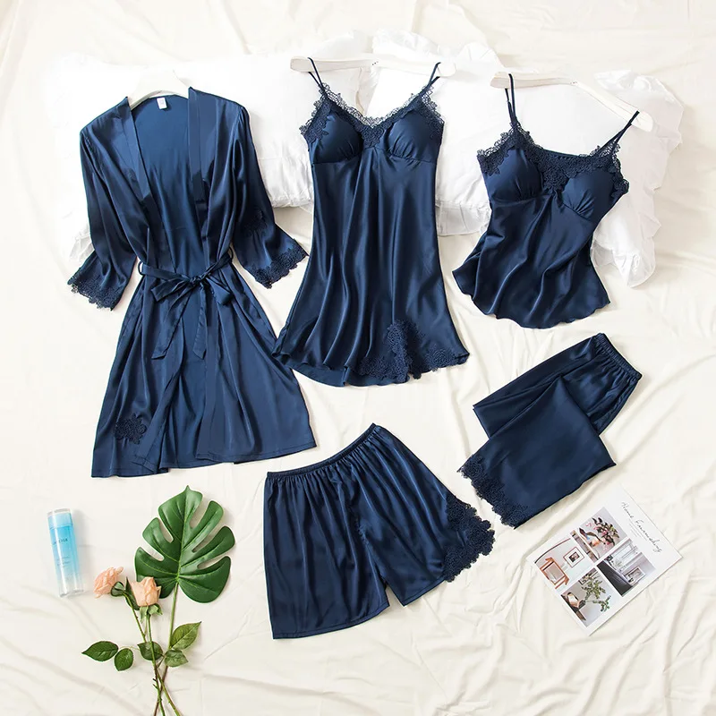 Женское шелковое сексуальное летнее нижнее белье Pijiama атласная пижама на
