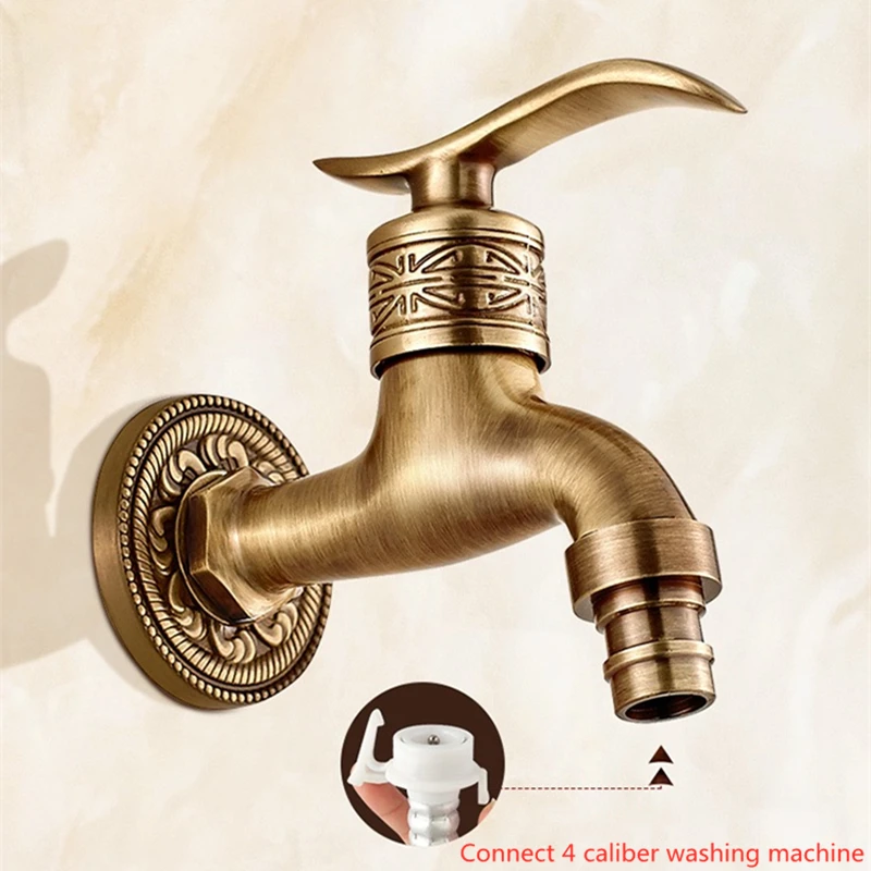

Faucet Antique Brass Mop Pool Retro Faucet Wall Mounted Bathroom Accessories Single Cold Washing Machine Bibcock Mop Toilet Taps