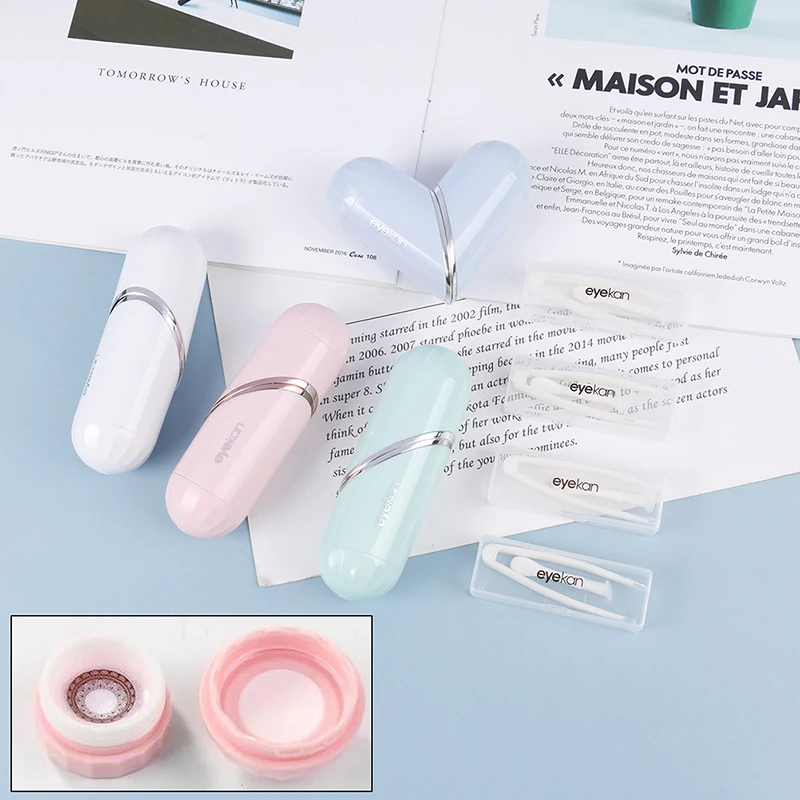 

1Set Heart Shape Portable Contact Lens Case Box Holder Container Rotating Travel