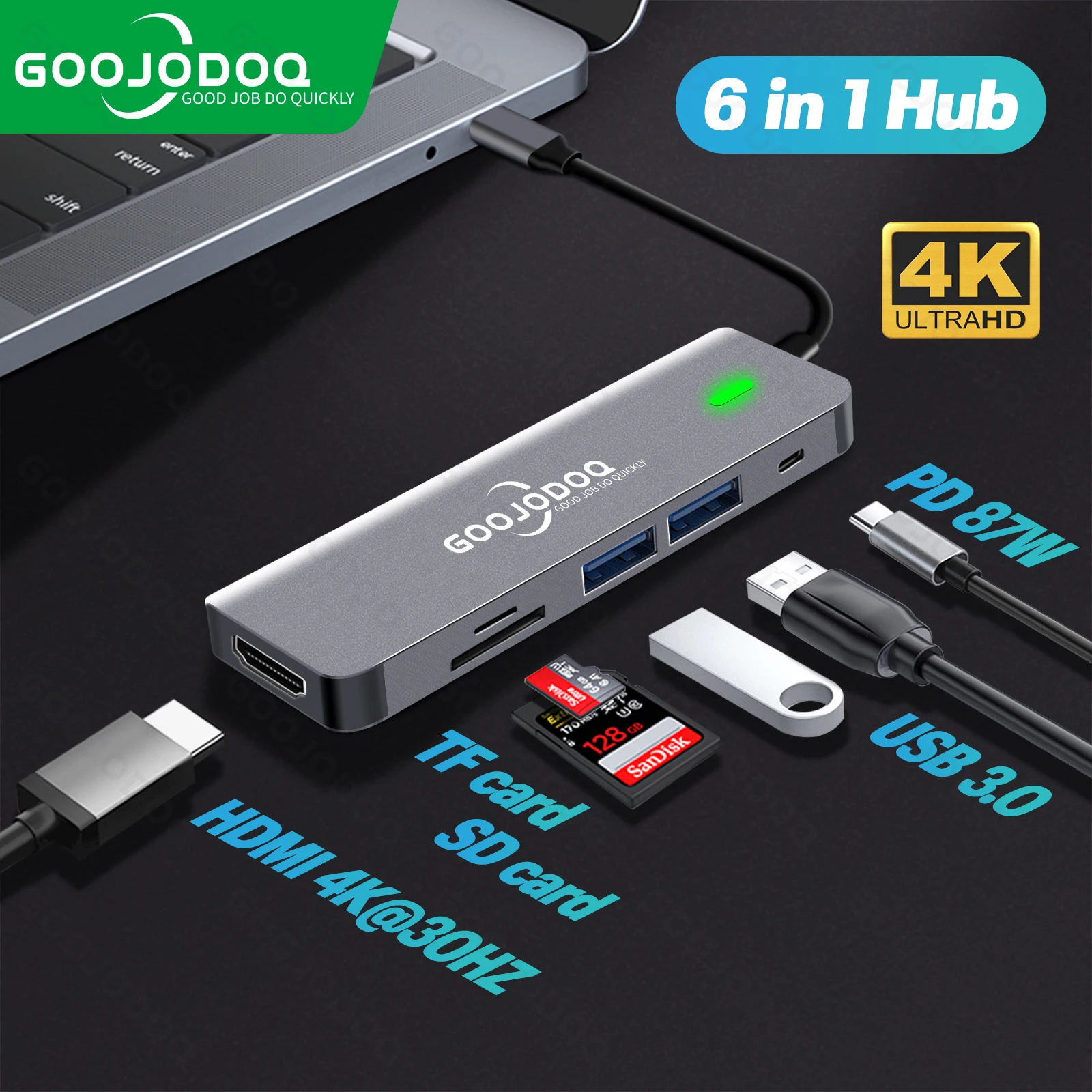 Док-станция 6 в 1 USB C/USB usb-хаб HDMI-совместимая док-станция для MacBook Pro Nintendo Switch 3 0