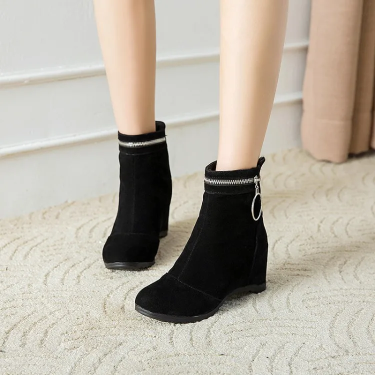 Big Size 9 10 11 12 13 boots women shoes ankle for ladies woman winter Solid color round head heel | Обувь
