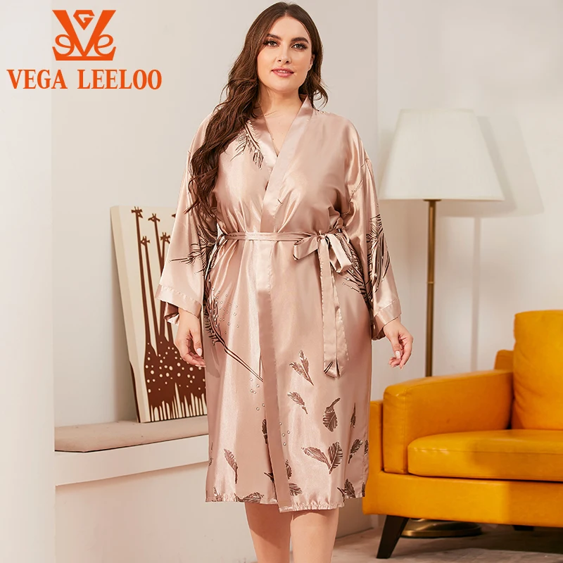 

Plus Size 4XL Silk Satin Women Long Robes Belted Vintage Sleepwear Home Wears Nightdress Satin robe