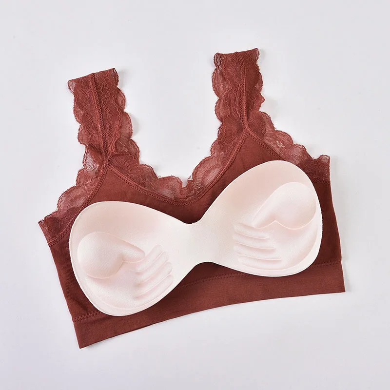 

Dslr Lace Edge Non-Wireless Underwear Adjustable Straps Beautiful Back Wrapped Chest Seamless Threaded Cotton Vest Sports Bra