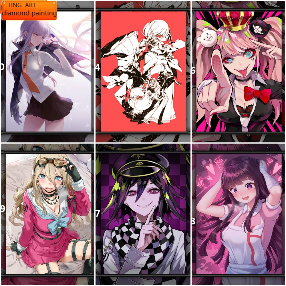 

Алмазная 5D Вышивка «сделай сам», «данганронпа Ома кокичи джунко», аниме, алмазная живопись, Алмазная мозаика, наборы для вышивки крестиком, ...