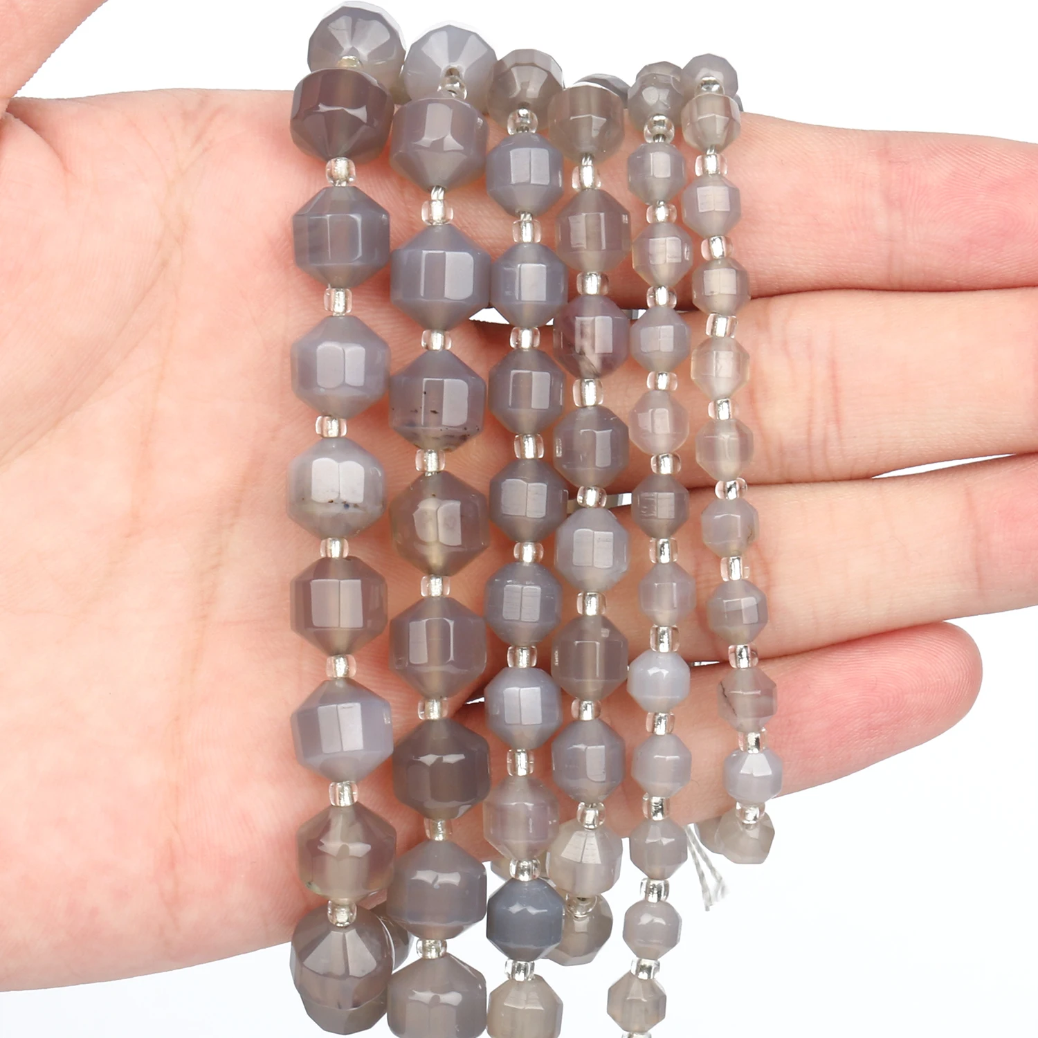 

Бусины из натурального серого агата в форме оливы Stone, бусины-разделители россыпью для изготовления ювелирных изделий своими руками, аксесс...