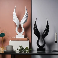 abstract blackwhite wings feather statue figurines furnishing crafts gifts art statue home ornament living room desktop decor
