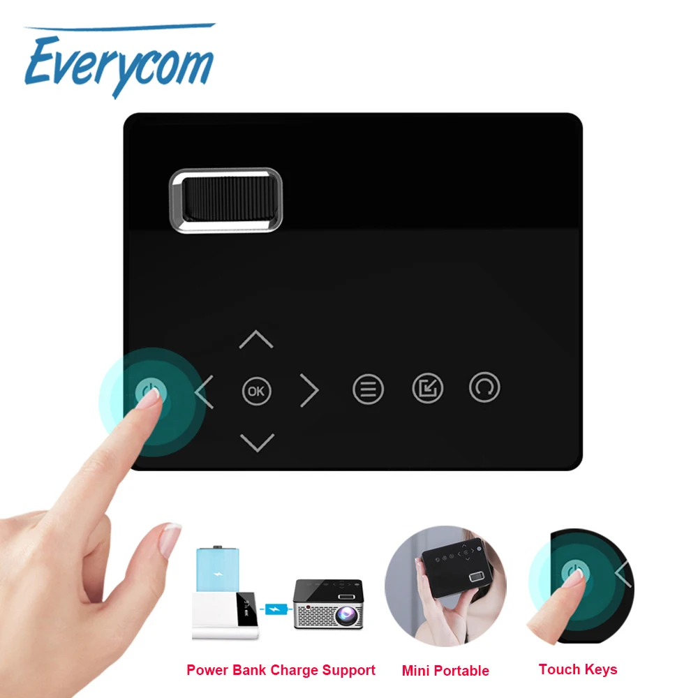 Everycom T200 мини проектор с сенсорными клавишами HDMI USB AV видеоигра портативный