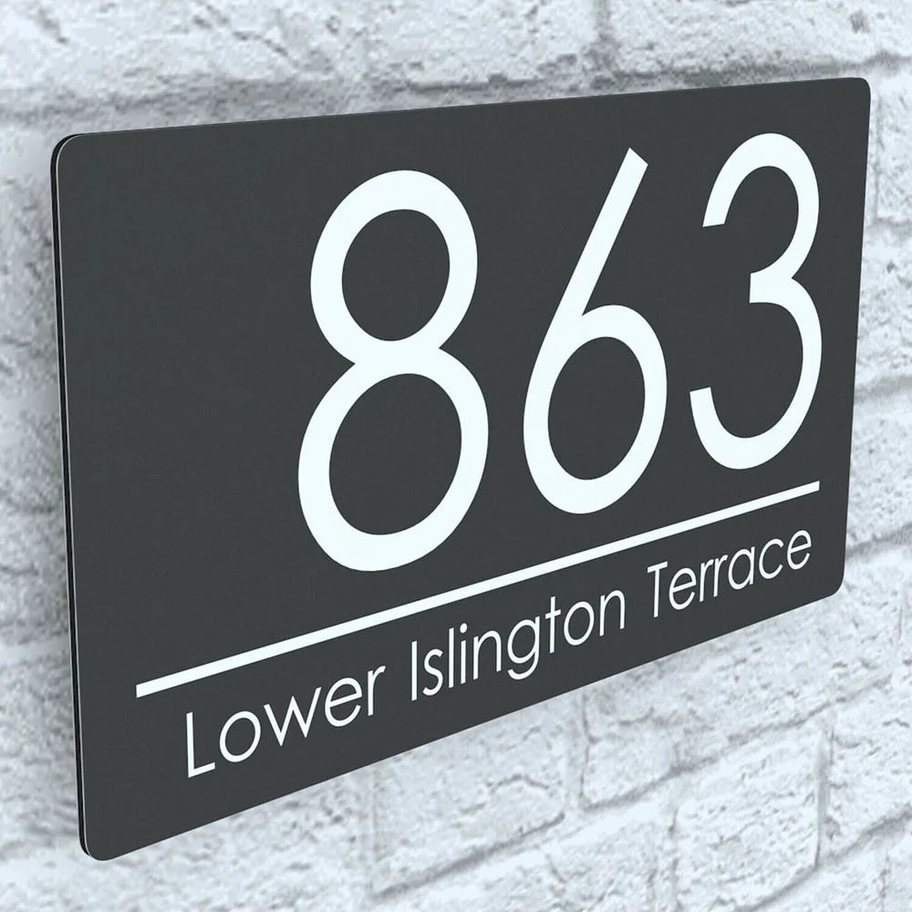 

Индивидуальный современный дом знаки бляшки дверные номера 1 - 999 Персонализированная табличка с именем