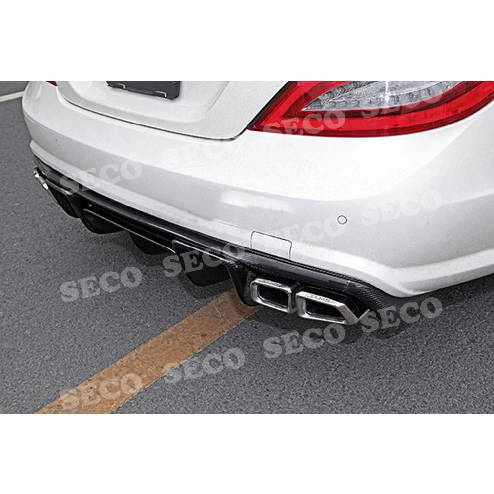 Для Benz W218 CLS350 CLS63 AMG 2011- рассеиватель задней губы из углеродного волокна из нержавеющей стали четыре выхода выхлопные наконечники хвост горло