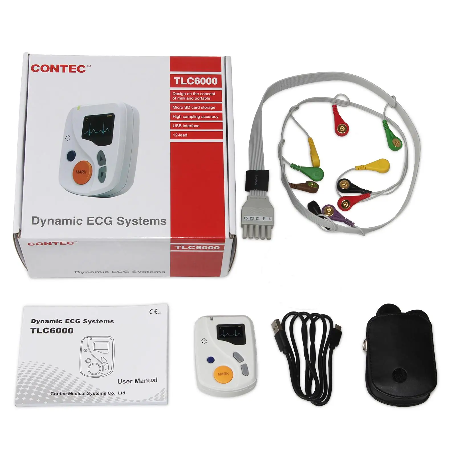 CONTEC TLC6000 ЭКГ/ЭКГ Holter Monitor Dynamic 48 часов 12 свинцовых + бесплатное программное