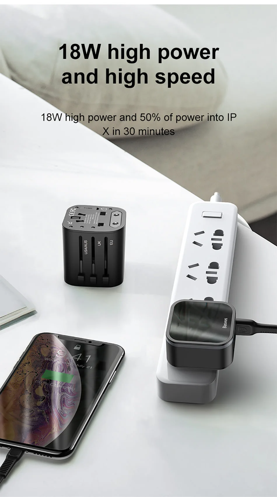 Baseus Быстрая зарядка 4,0 3,0 USB зарядное устройство адаптер питания QC QC4.0 QC3.0 usb type C PD Быстрая зарядка розетка для Великобритании/ЕС/Австралии/США