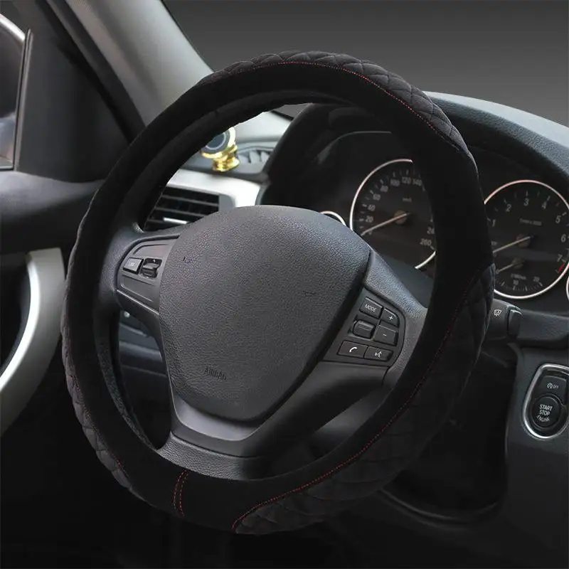 2019 Plush D-Shaped Round Car Steering Wheel Cover Winter Short Velvet Crystal Guide Wet Resistance Stylish Personality | Автомобили и