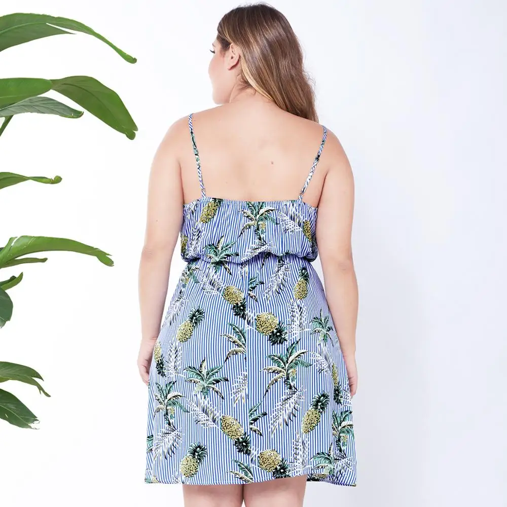 Летнее пляжное платье больших размеров 3XL 4XL женское без рукавов с принтом