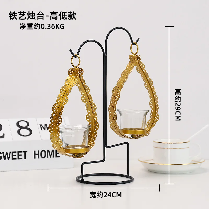 

Golden Metal Candle Holders Nordic Geometric Iron Frame Romantic Crystal Wedding Centerpieces for Tables Decoration Candlesticks