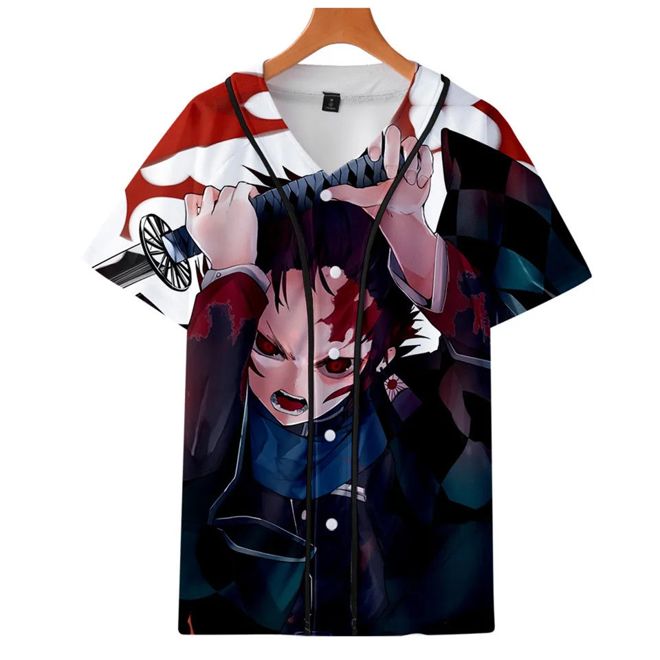 Аниме Demon Slayer Kimetsu no Yaiba Косплей Tanjiro Kamado бейсбольная футболка с короткими рукавами