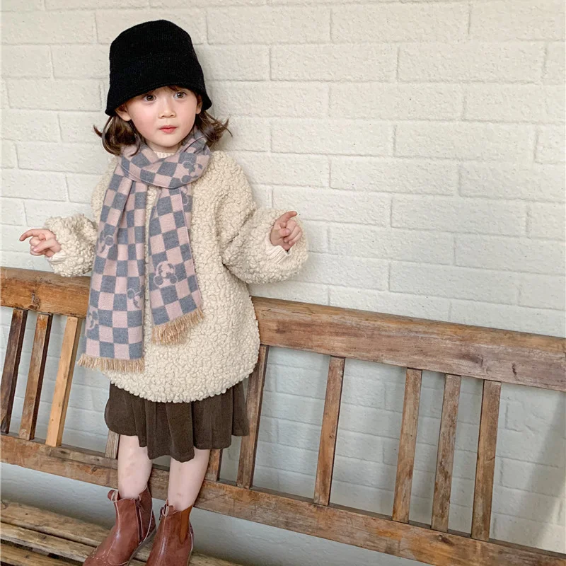 Роскошный детский шарф Disney шали ретро милый клетчатый зимний из искусственного