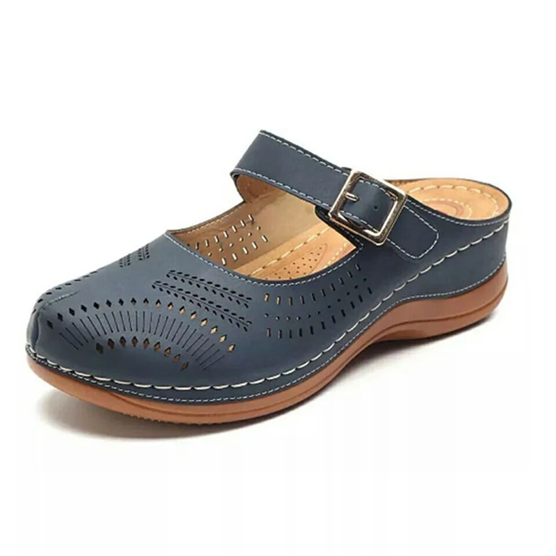 

Fashion Wedges Sandals for Women 2021 Summer Beach Shoes Ladies Buckle Strap Slides Slip on Slippers PU Leather Wedges Shoes